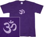 OM T-shirt: White on Purple (SMALL)